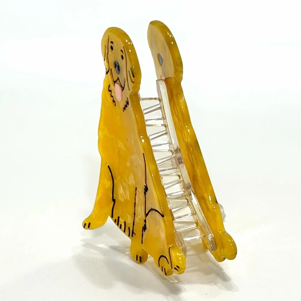 🍋2/$30 New Anthropologie Golden Retriever Acrylic Hair Claw
